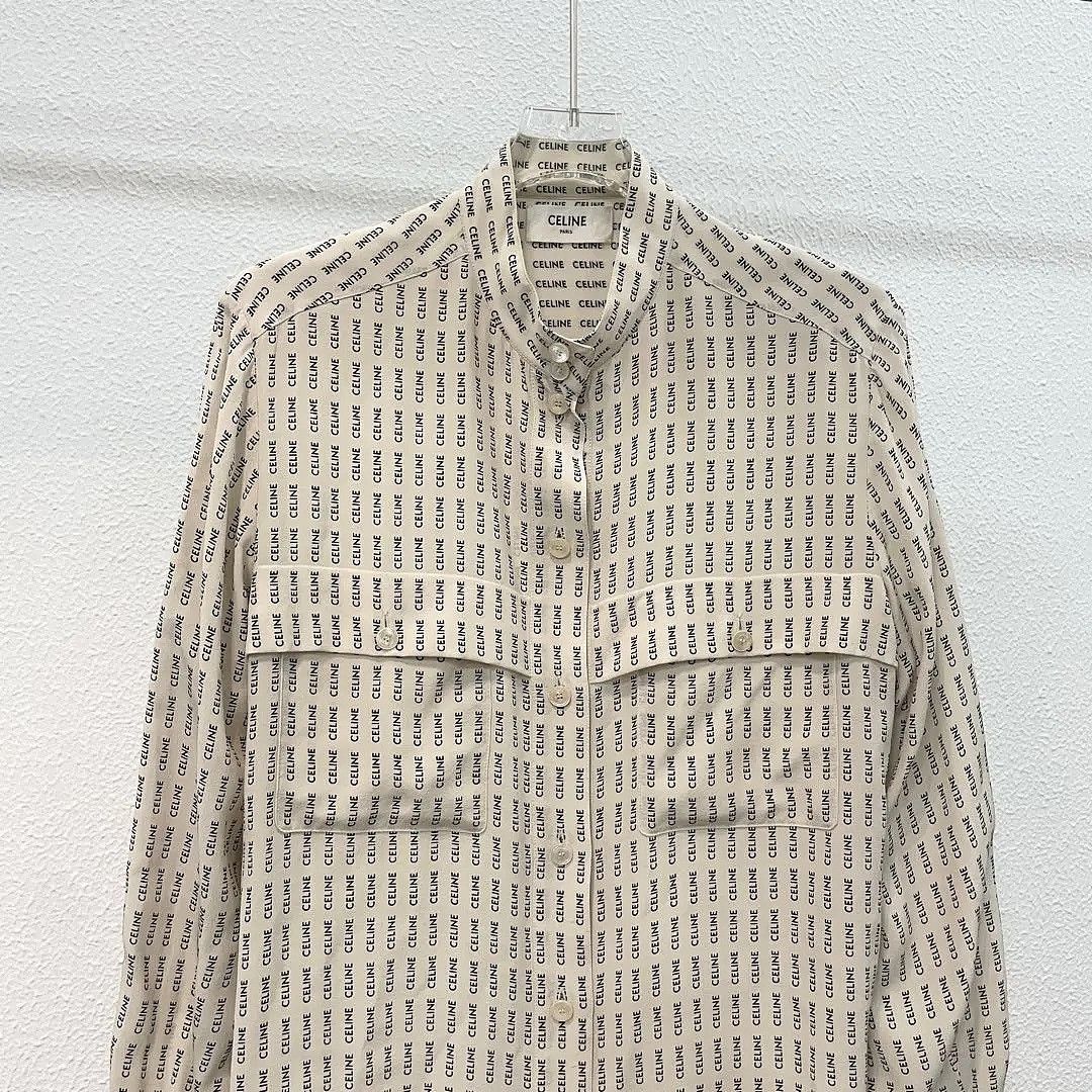 Celine Celine Letter Print Silk Button Up Shirt Size 40 Size M / US 6-8 / IT 42-44 - 5 Thumbnail