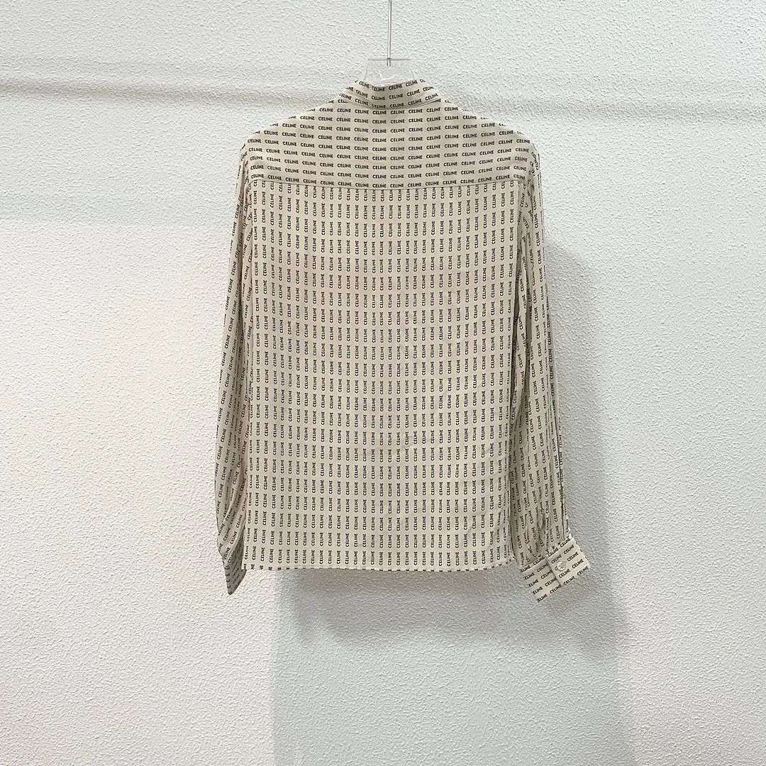 Celine Celine Letter Print Silk Button Up Shirt Size 40 Size M / US 6-8 / IT 42-44 - 2 Thumbnail