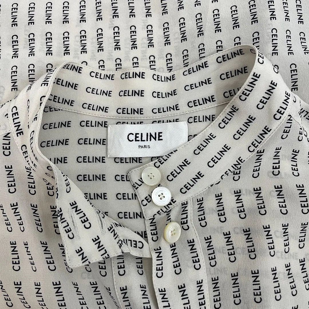 Celine Celine Letter Print Silk Button Up Shirt Size 40 Size M / US 6-8 / IT 42-44 - 3 Thumbnail