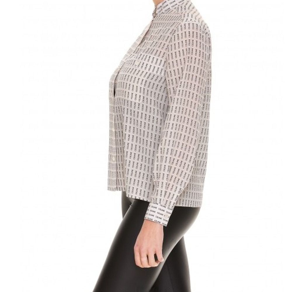 Celine Celine Letter Print Silk Button Up Shirt Size 40 Size M / US 6-8 / IT 42-44 - 7 Thumbnail