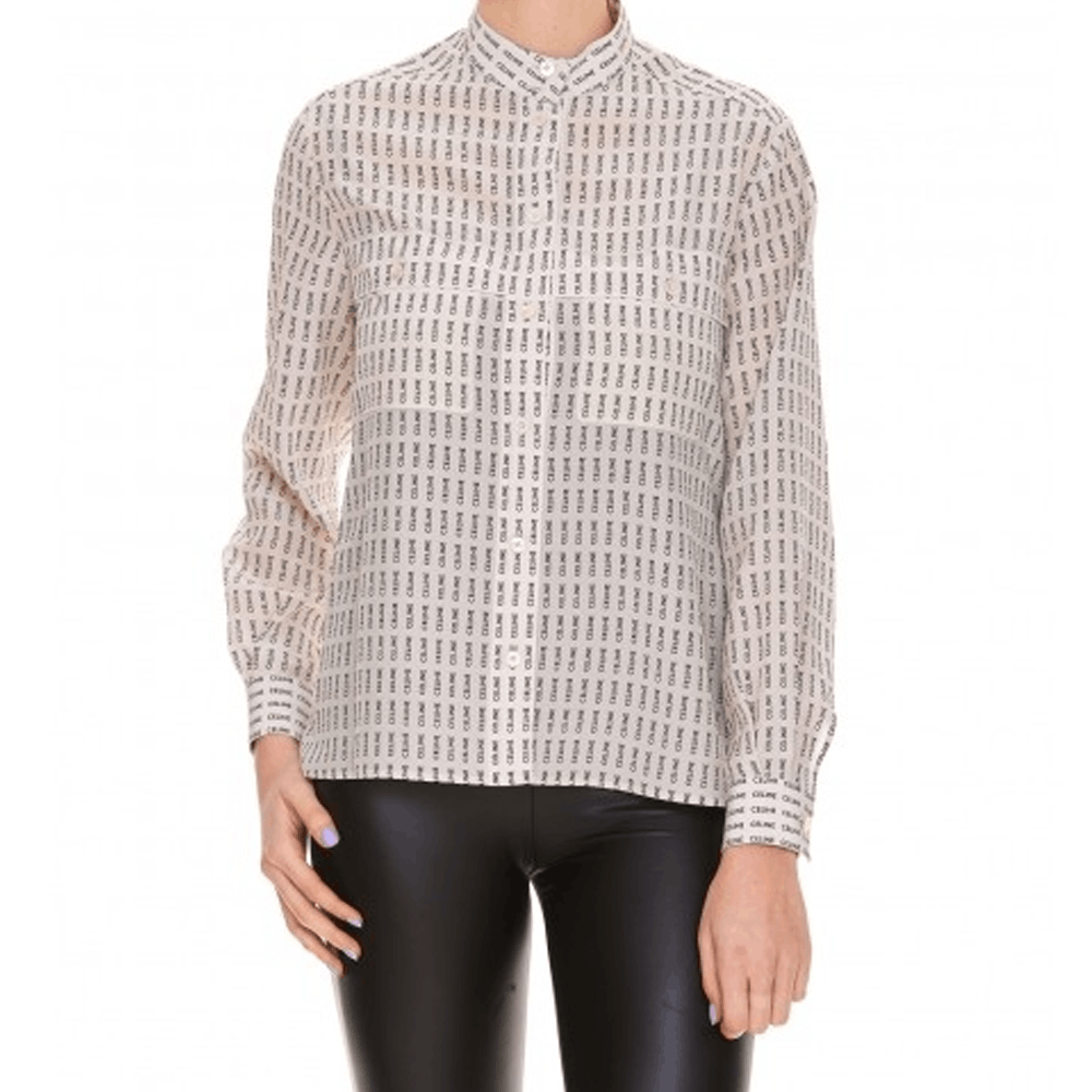 Celine Celine Letter Print Silk Button Up Shirt Size 40 Size M / US 6-8 / IT 42-44 - 6 Thumbnail