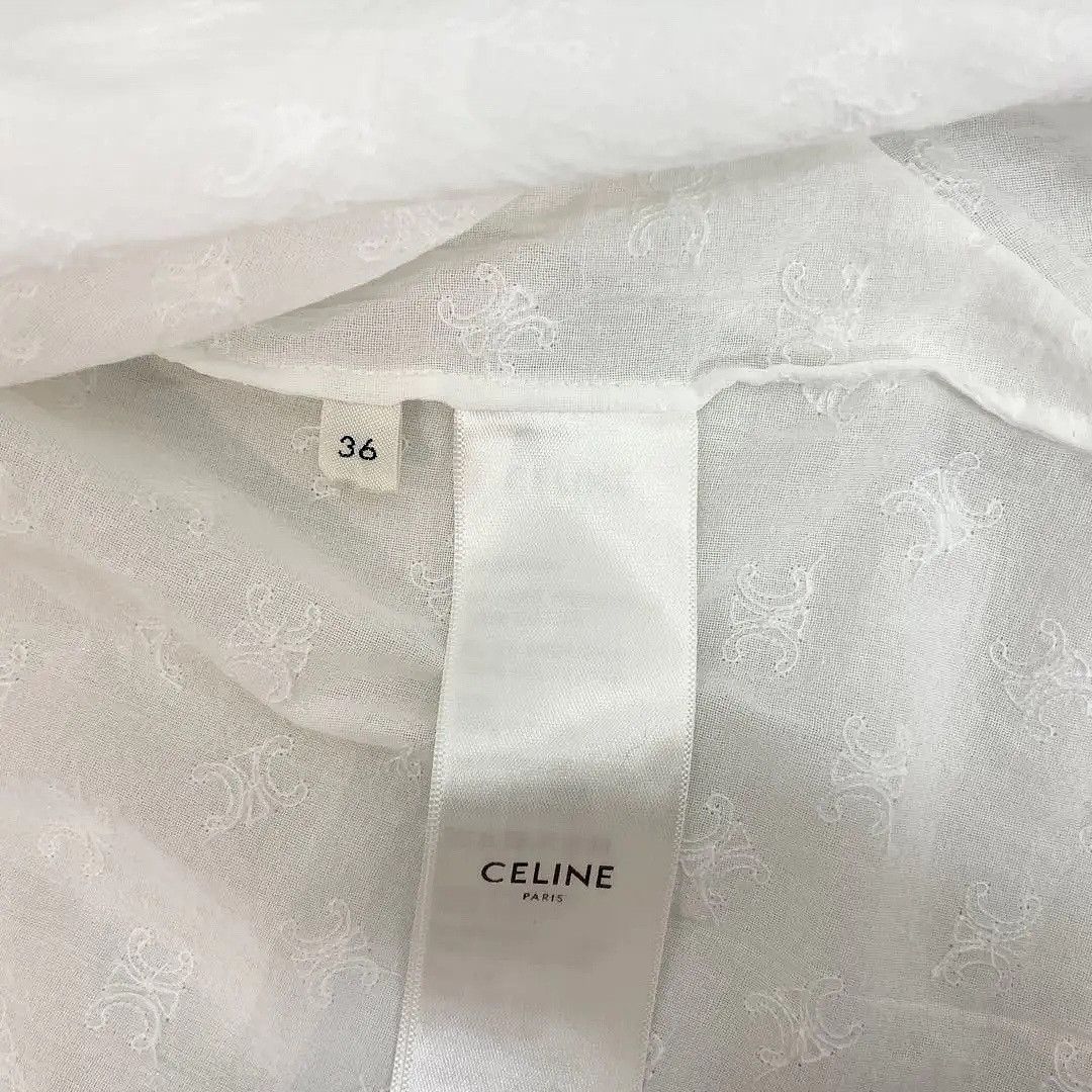 Celine Celine White Embroidered Triomphe Blouse Size 36 Size XS / US 0-2 / IT 36-38 - 4 Thumbnail