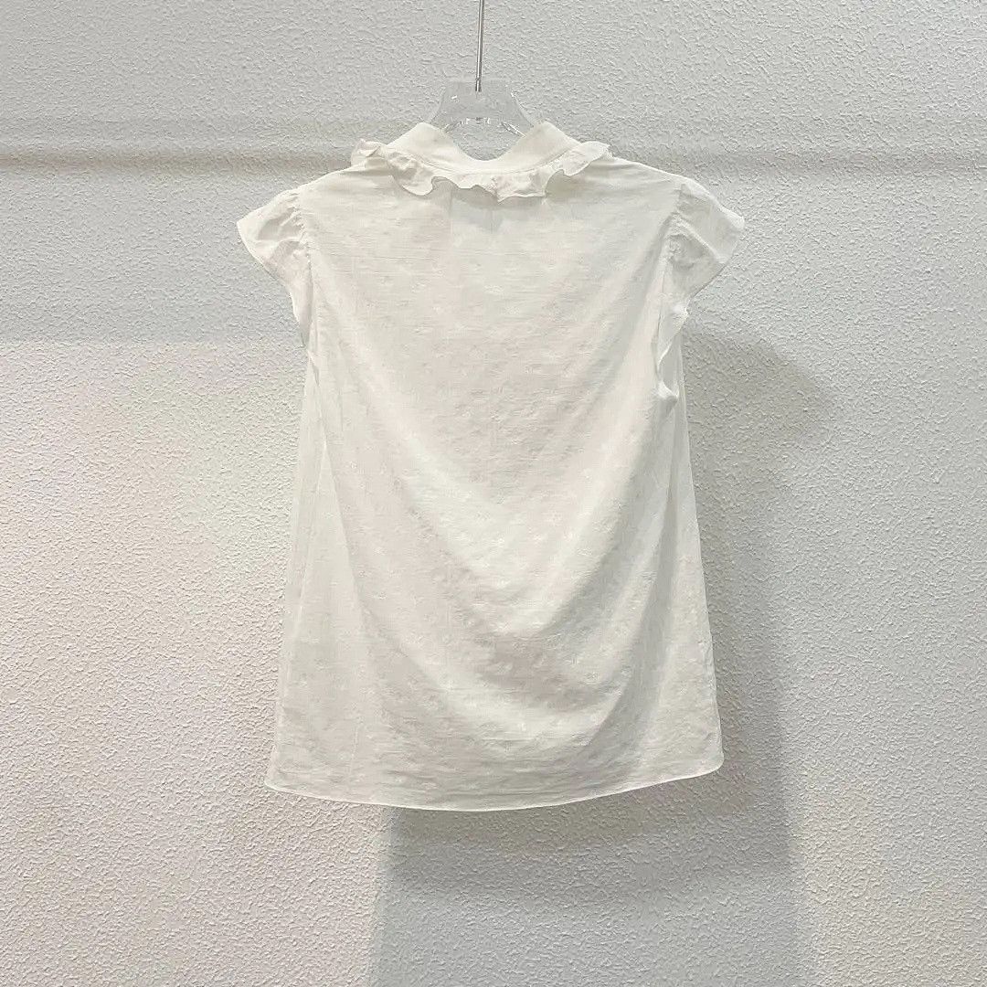Celine Celine White Embroidered Triomphe Blouse Size 36 Size XS / US 0-2 / IT 36-38 - 2 Thumbnail