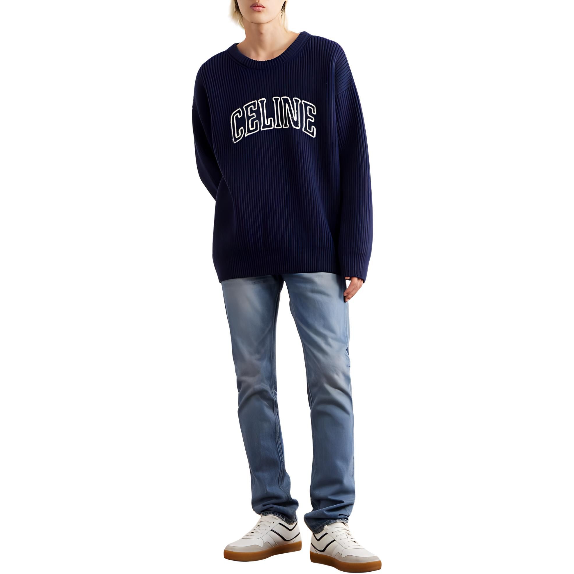 Celine Celine Logo Embroidered Wool Sweater Size M Size US M / EU 48-50 / 2 - 8 Thumbnail