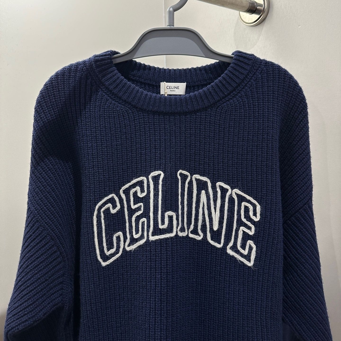 Celine Celine Logo Embroidered Wool Sweater Size M Size US M / EU 48-50 / 2 - 6 Thumbnail