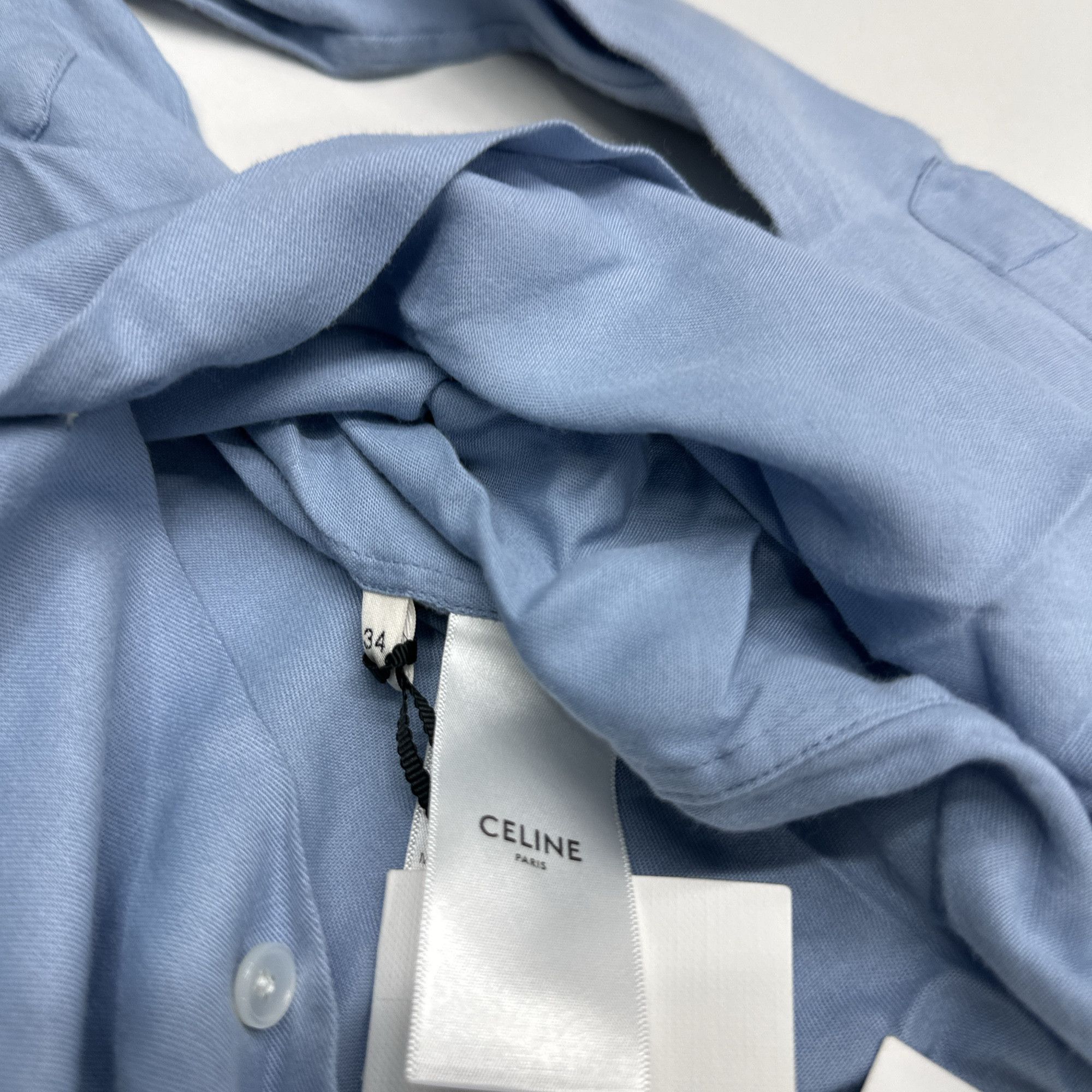Celine Celine Blue Utility Button Up Shirt Size 34 Size XXS / US 00 / IT 34 - 4 Thumbnail