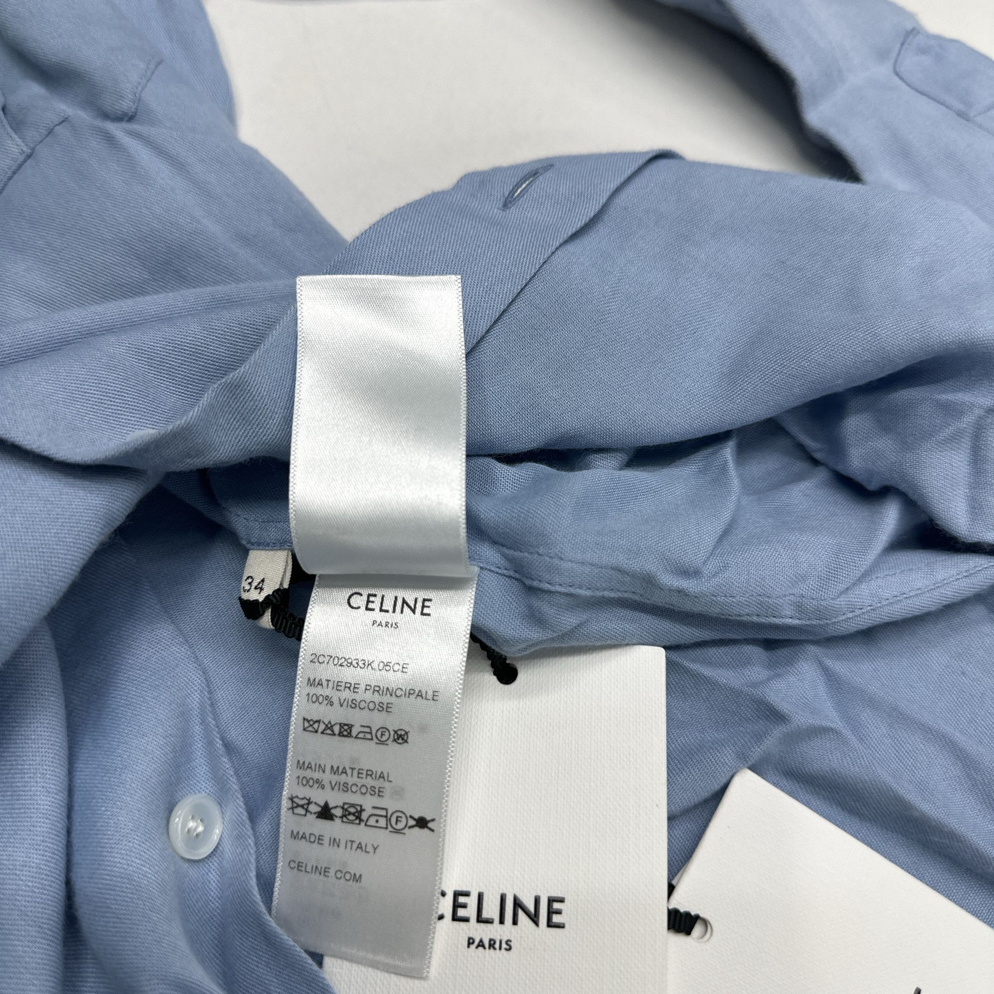 Celine Celine Blue Utility Button Up Shirt Size 34 Size XXS / US 00 / IT 34 - 5 Thumbnail