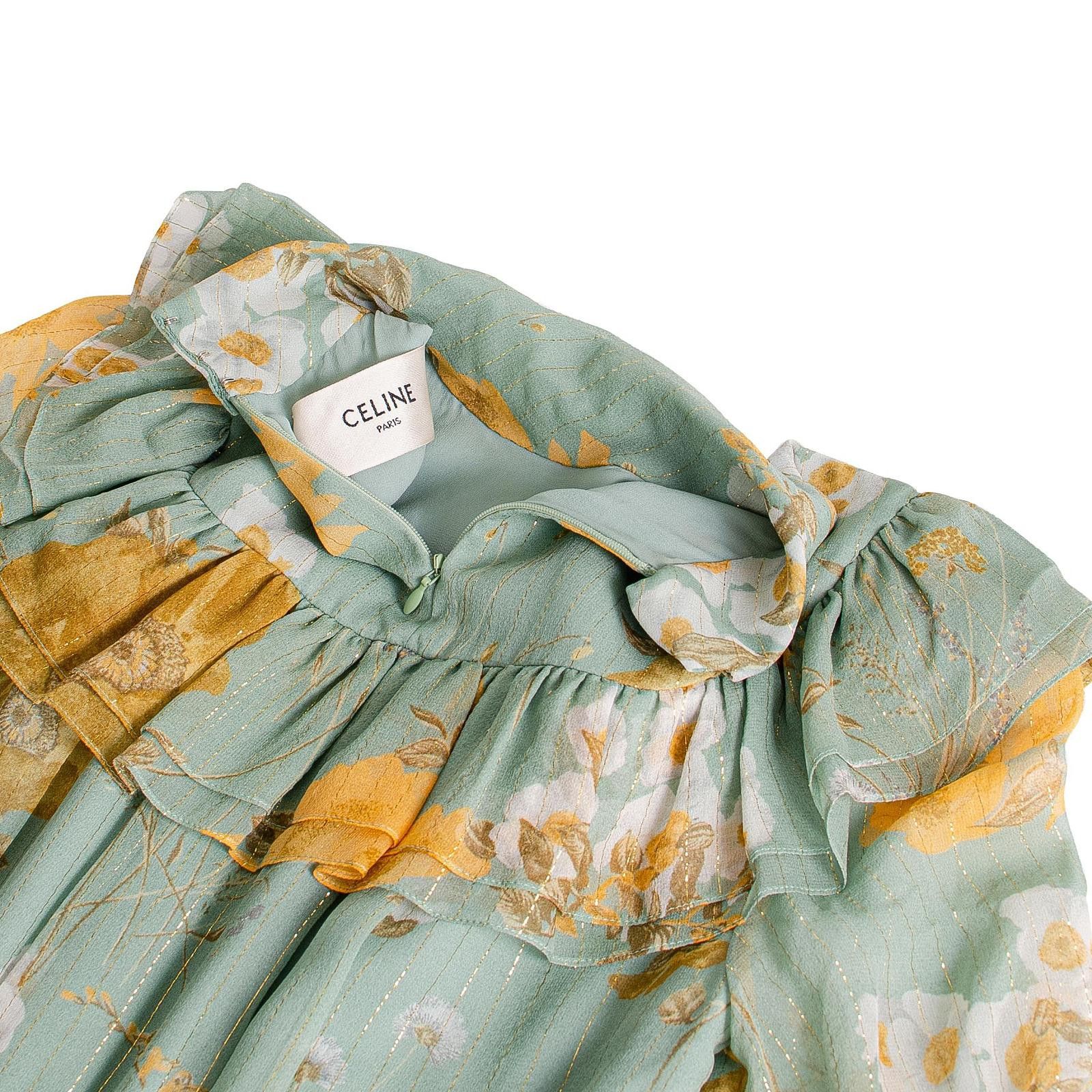 Celine Celine Floral Silk Ruffle Midi Dress Size 34 Size XS / US 0-2 / IT 36-38 - 3 Thumbnail