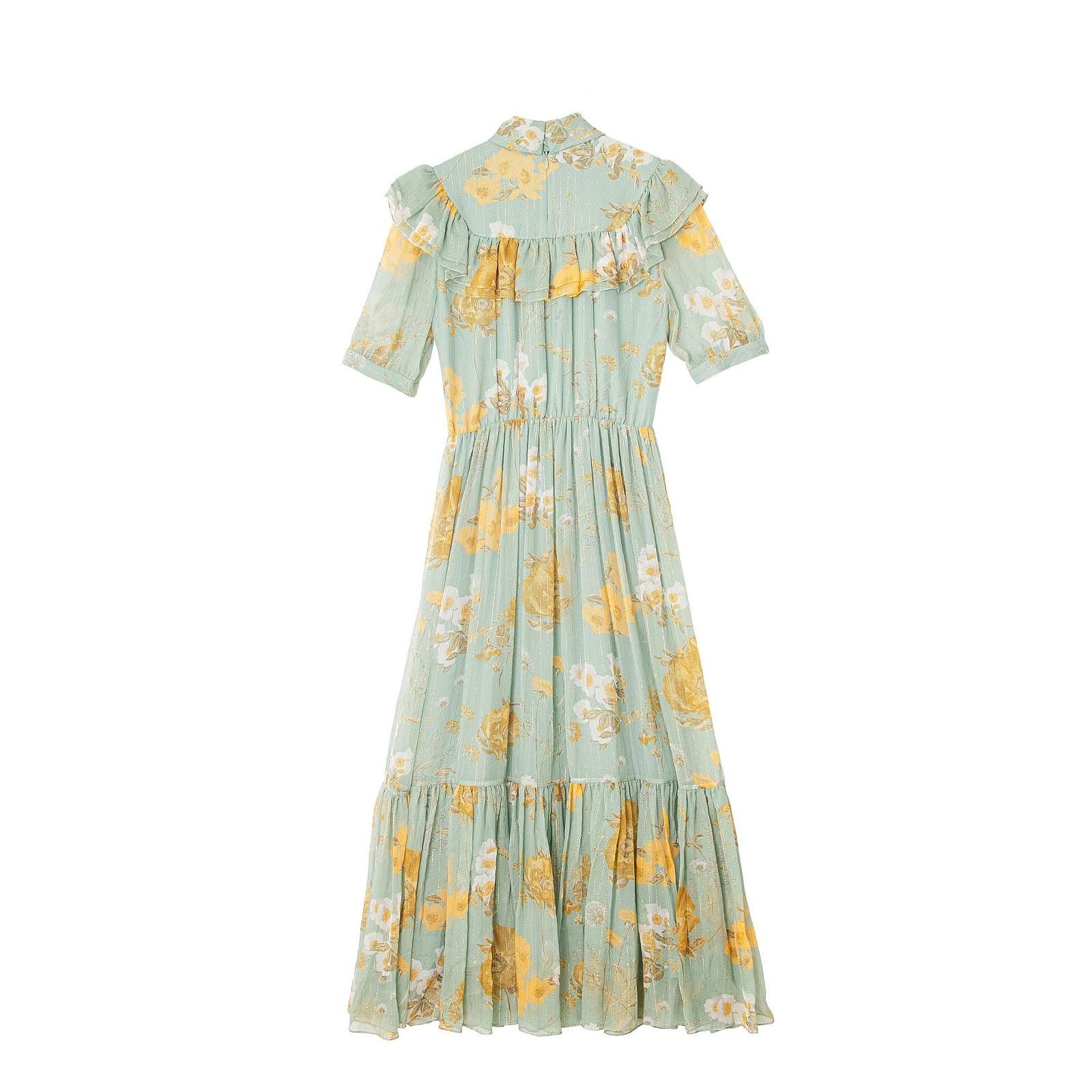 Celine Celine Floral Silk Ruffle Midi Dress Size 34 Size XS / US 0-2 / IT 36-38 - 2 Thumbnail