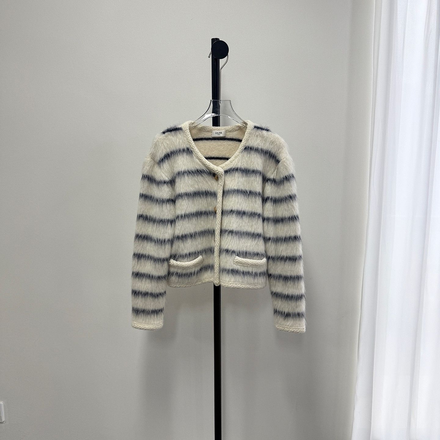 Celine Celine Striped Alpaca Blend Cardigan Size S Size S / US 4 / IT 40 - 6 Thumbnail