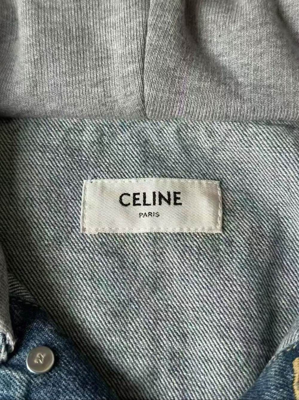 Celine CELINE Logo Print Hoodie Denim Jacket Size M Size M / US 6-8 / IT 42-44 - 3 Thumbnail