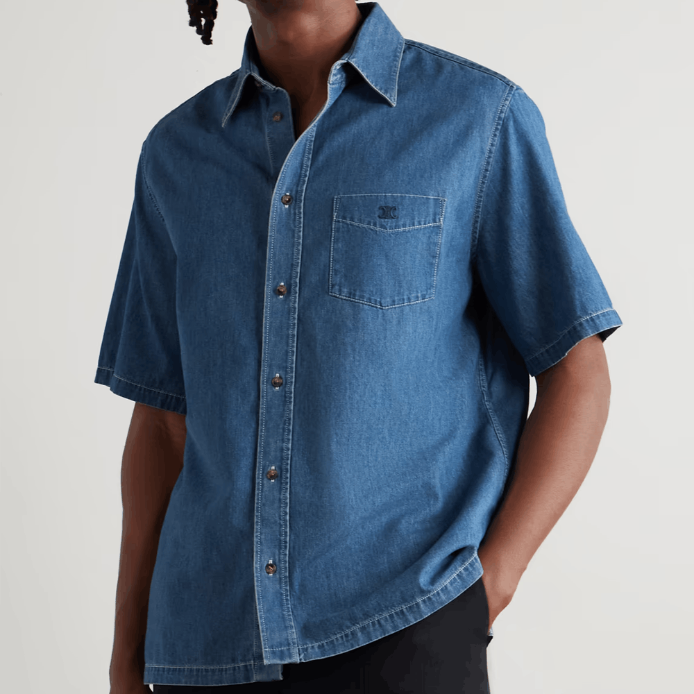 Celine Celine Logo Embroidery Denim Shirt Size XL Size US XL / EU 56 / 4 - 9 Thumbnail