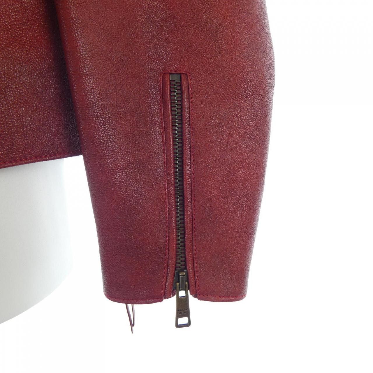 Prada Prada Prada Calfskin Riders Jacket Leather Outerwear UPW416 2D02 DUTY FREE for USA Size ONE SIZE - 6 Thumbnail