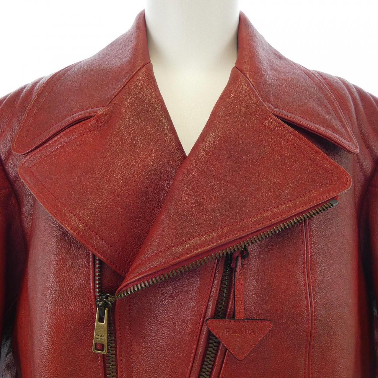 Prada Prada Prada Calfskin Riders Jacket Leather Outerwear UPW416 2D02 DUTY FREE for USA Size ONE SIZE - 5 Thumbnail