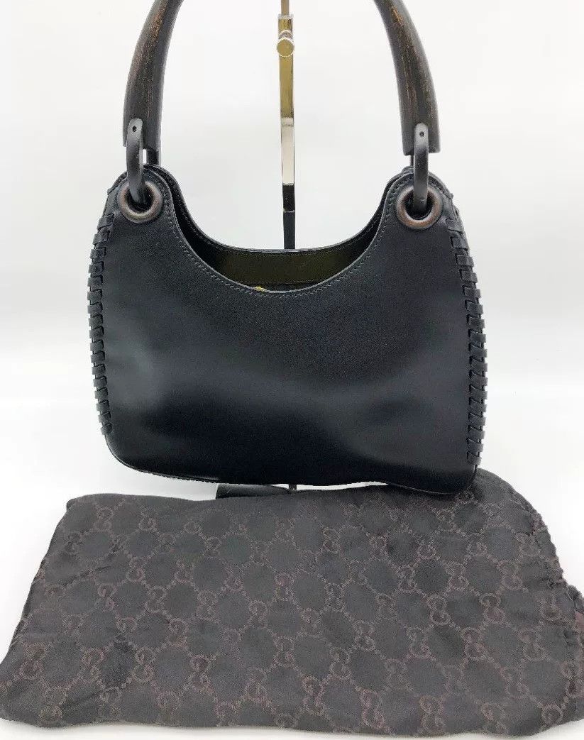 Gucci Gucci Vintage Black Wooden Handle Handbag Size ONE SIZE - 9 Thumbnail