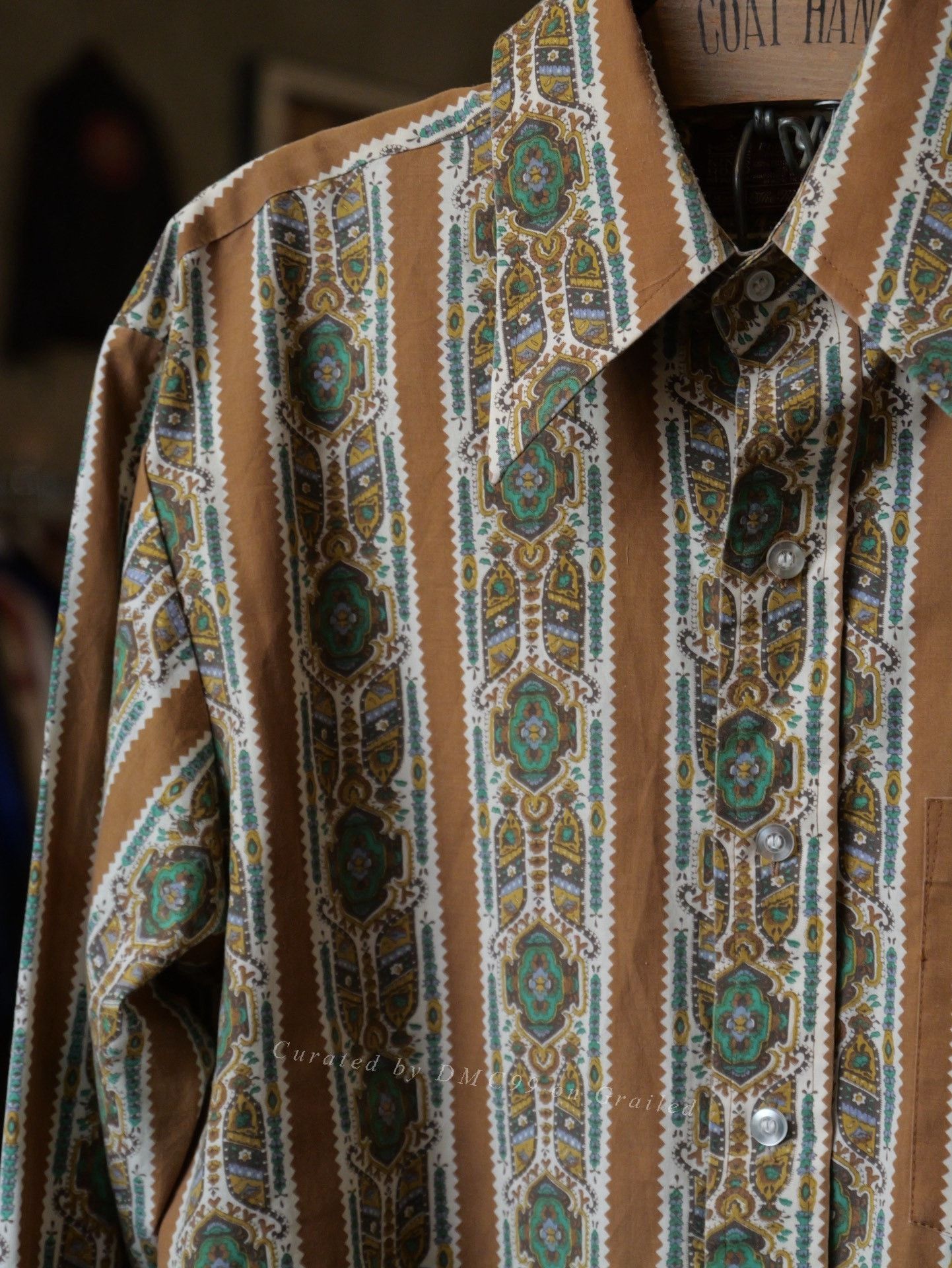Vintage 70s Sears Paisley Pointed Collar Shirt Size US M / EU 48-50 / 2 - 2 Thumbnail