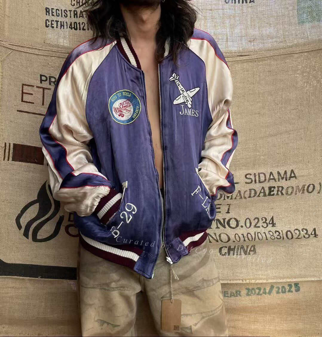 Vintage Yokosuka Reversible Silk Baseball Jacket Size US M / EU 48-50 / 2 - 2 Thumbnail