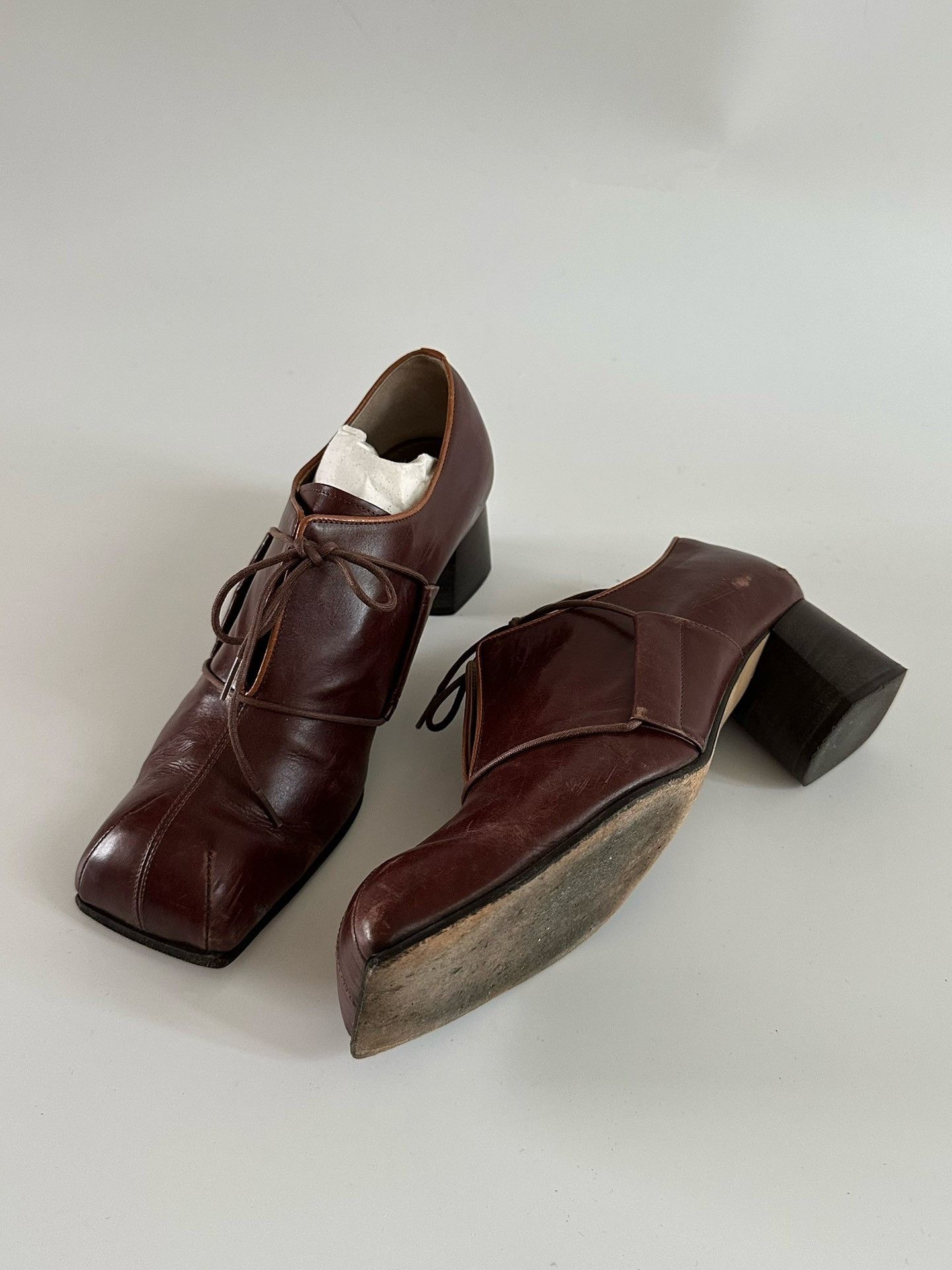 Maison MIHARA YASUHIRO Mihara Yasuhiro Vintage Square-Toe Leather Shoes Size US 7 / IT 37 - 9 Thumbnail