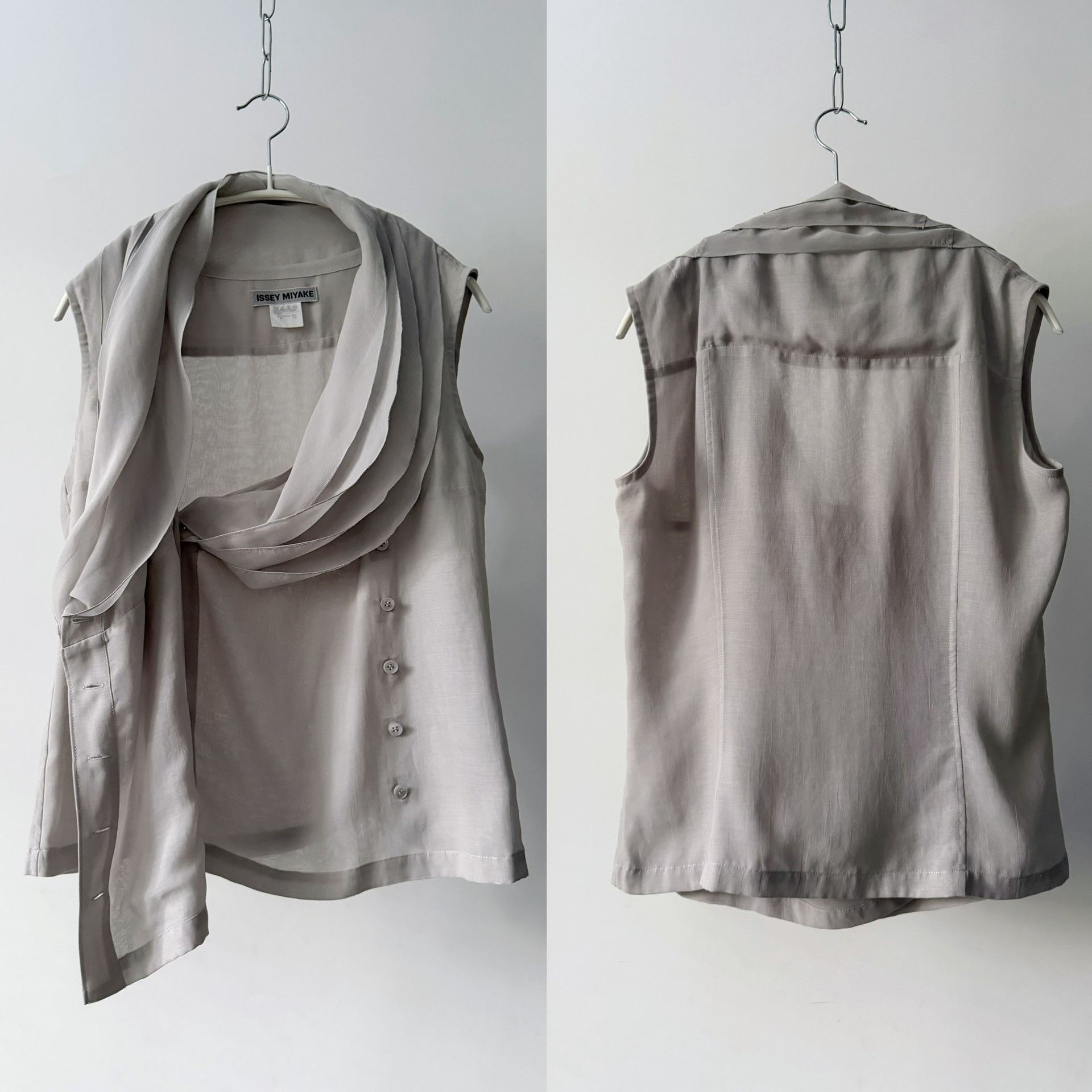 Issey Miyake Issey Miyake 2007 Multi-Collar Sleeveless Top Size L / US 10 / IT 46 - 9 Thumbnail