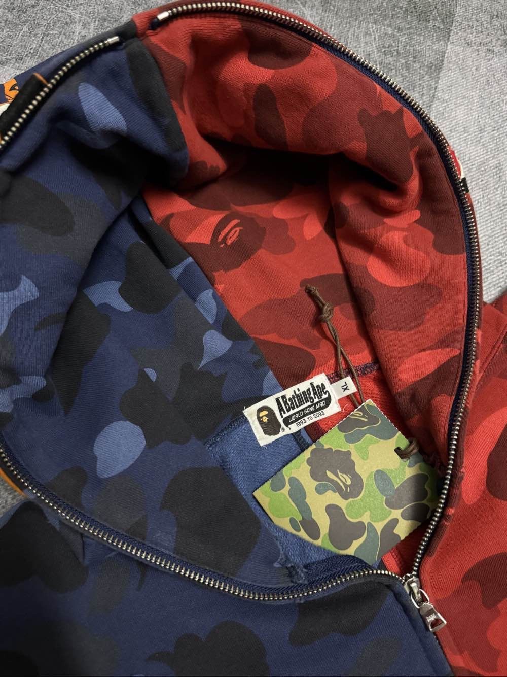 Bape Split Camo Shark Face Zip-Up Hoodie Size US XL / EU 56 / 4 - 8 Thumbnail