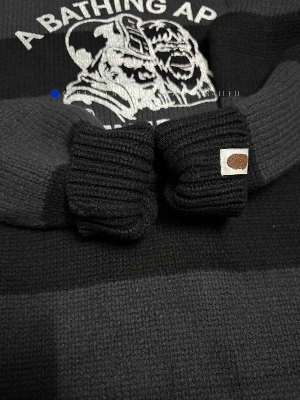 Bape Black & Gray Striped Graphic Sweater Size US XL / EU 56 / 4 - 6 Thumbnail