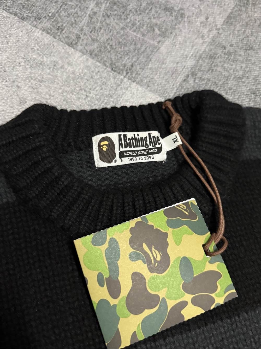 Bape Black & Gray Striped Graphic Sweater Size US XL / EU 56 / 4 - 3 Thumbnail