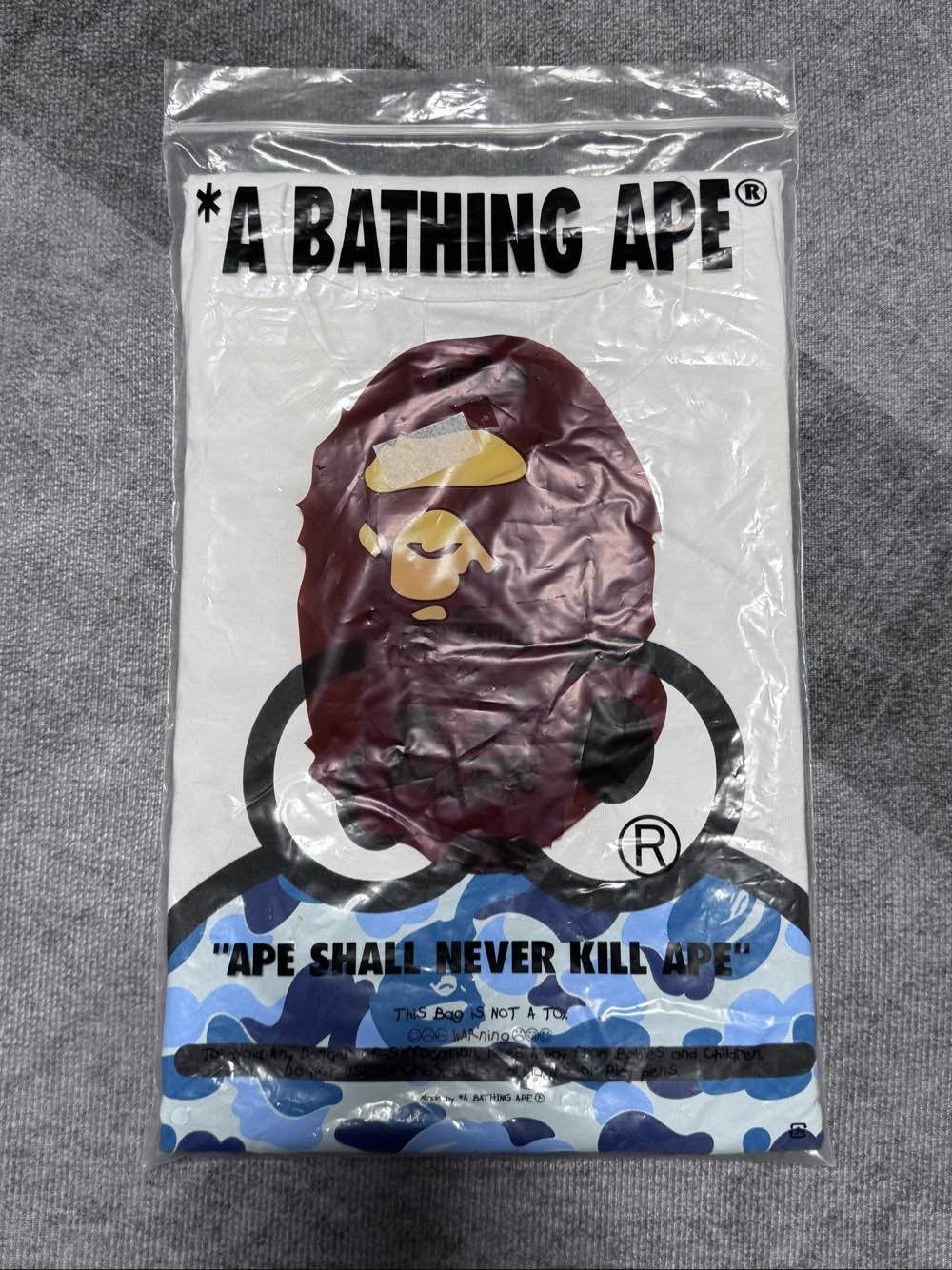 Bape White Short Sleeve Graphic T-Shirt with Blue Camo Face Size US XL / EU 56 / 4 - 5 Thumbnail