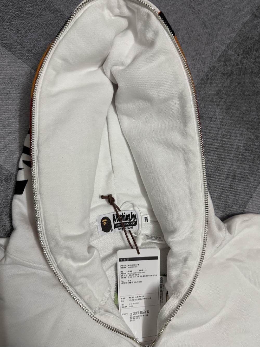 Bape White Full Zip Hoodie with Tiger Design Size US XXL / EU 58 / 5 - 5 Thumbnail
