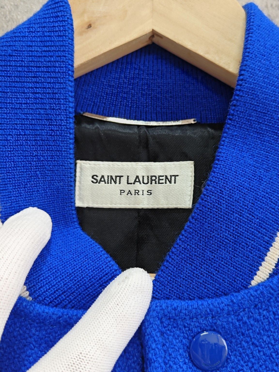 Saint Laurent Paris Wool Varsity Jacket in Blue Size US S / EU 44-46 / 1 - 3 Thumbnail