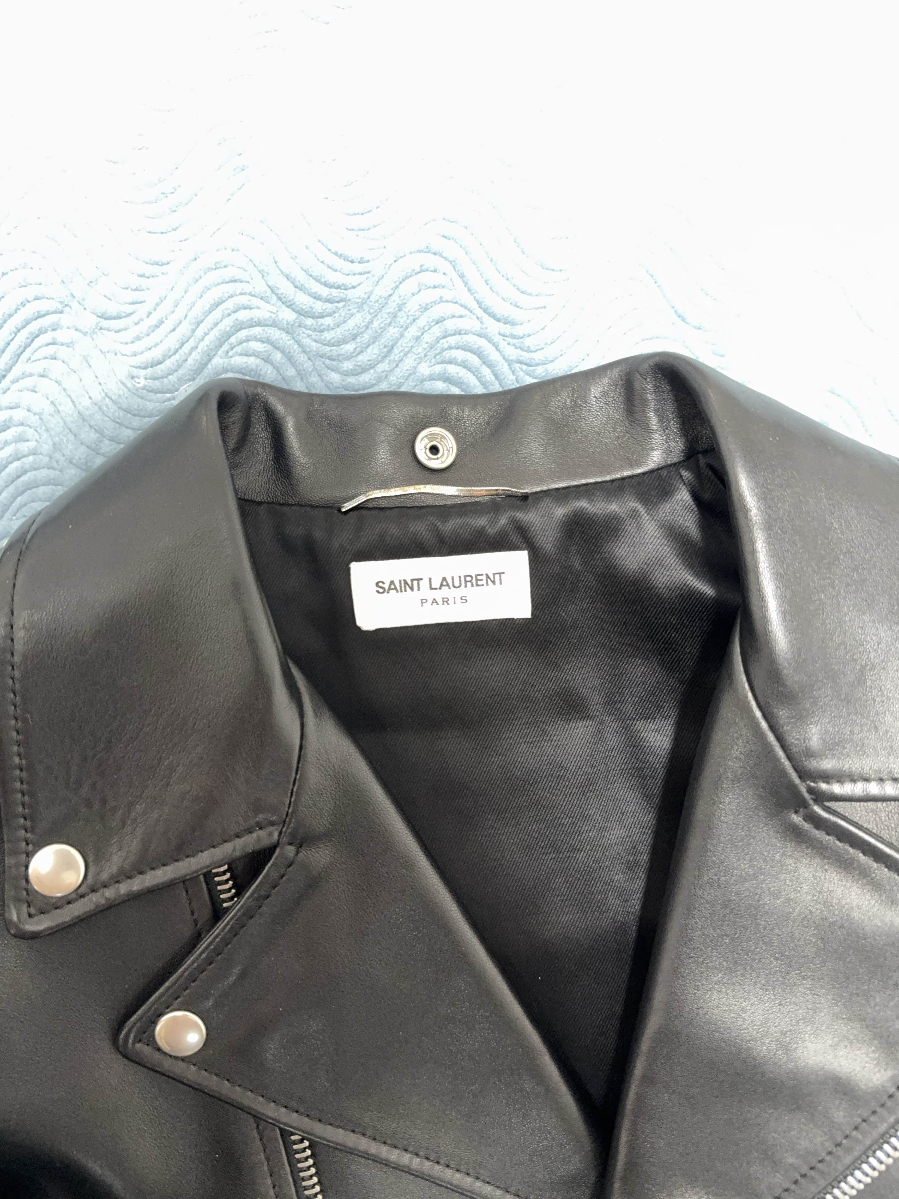 Saint Laurent Paris Lambskin Leather Biker Jacket in Black Size US L / EU 52-54 / 3 - 6 Thumbnail