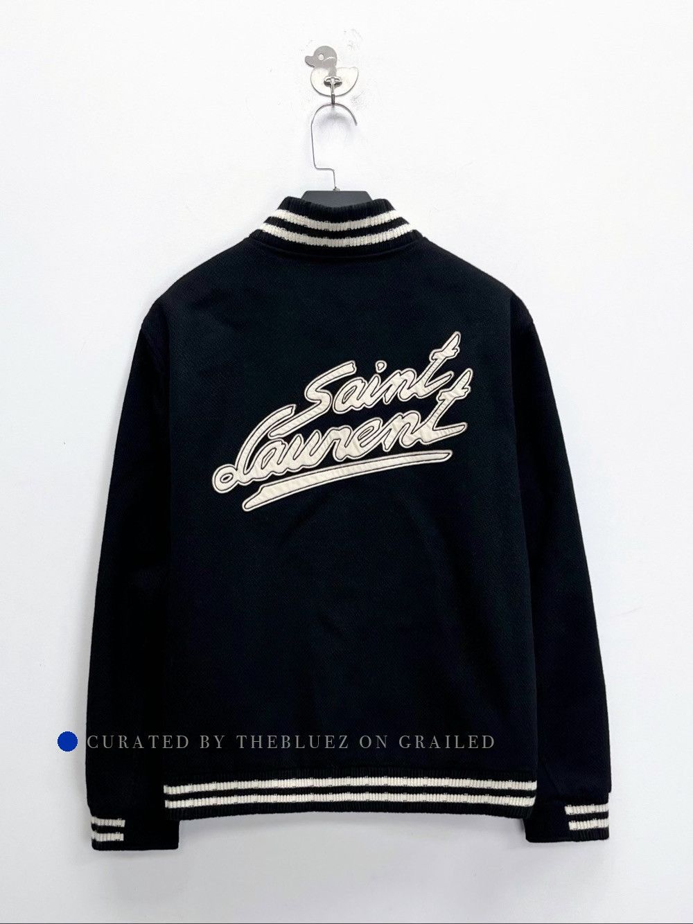 Saint Laurent Paris Varsity Style Wool Bomber Jacket Size US L / EU 52-54 / 3 - 2 Thumbnail