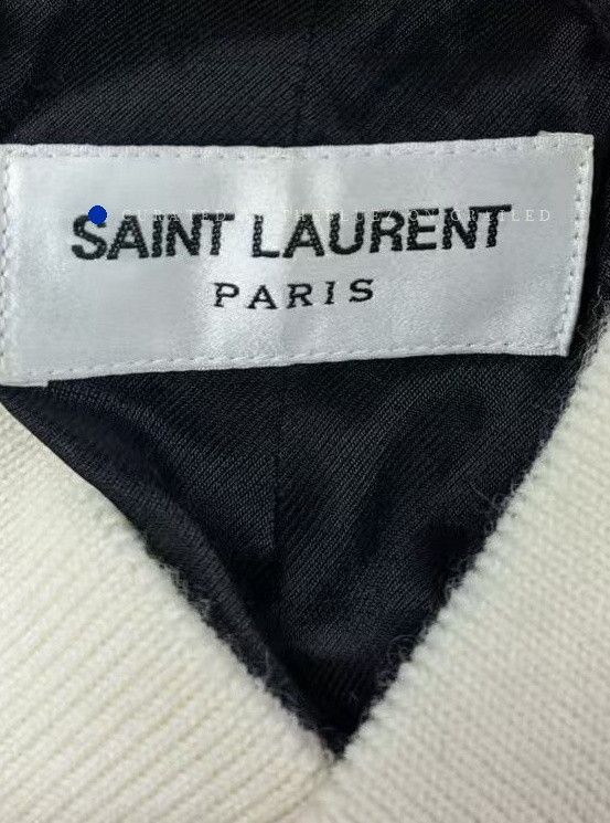 Saint Laurent Paris Wool Varsity Jacket in White Size US M / EU 48-50 / 2 - 3 Thumbnail