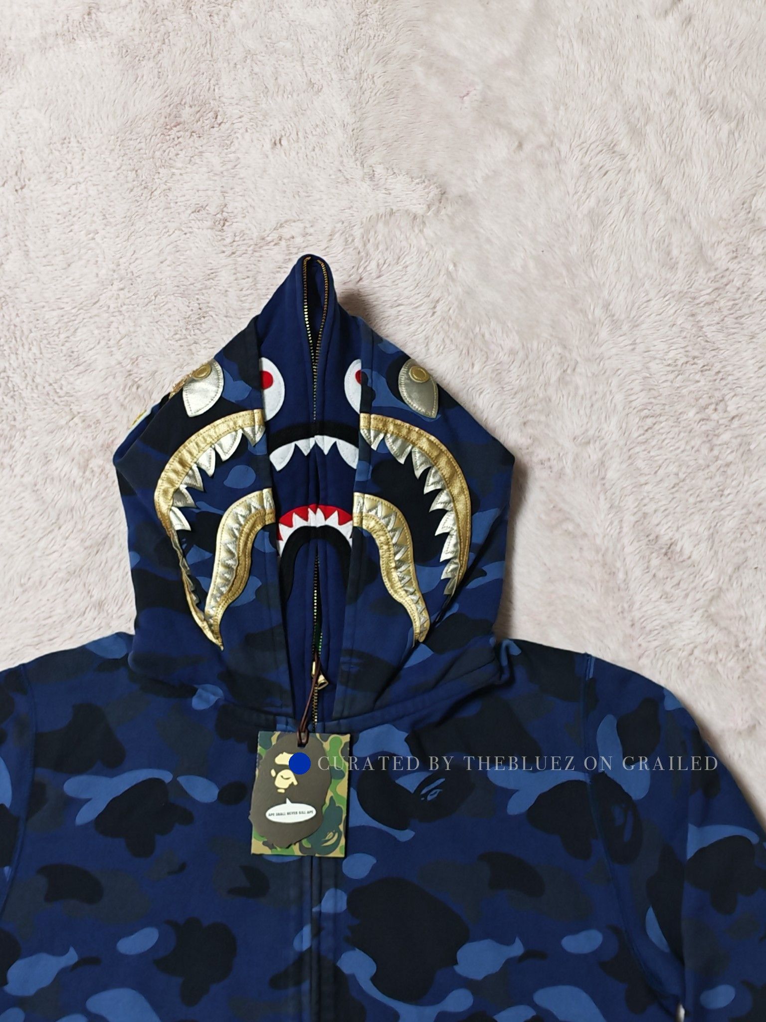 Bape Blue Camo Shark Full Zip Hoodie Size US L / EU 52-54 / 3 - 5 Thumbnail