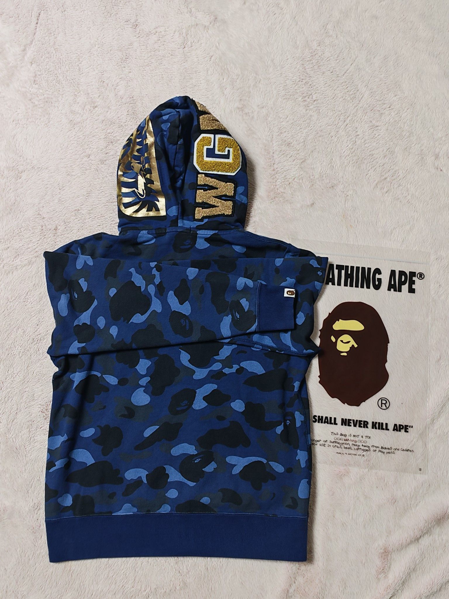 Bape Blue Camo Shark Full Zip Hoodie Size US L / EU 52-54 / 3 - 2 Thumbnail