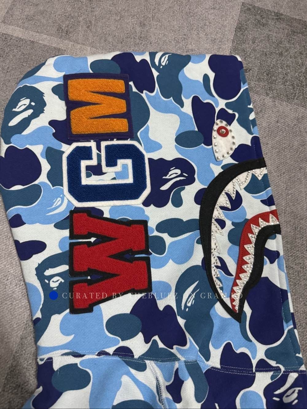 Bape Rhinestone Shark Hoodie in Blue Camo Size US XL / EU 56 / 4 - 9 Thumbnail