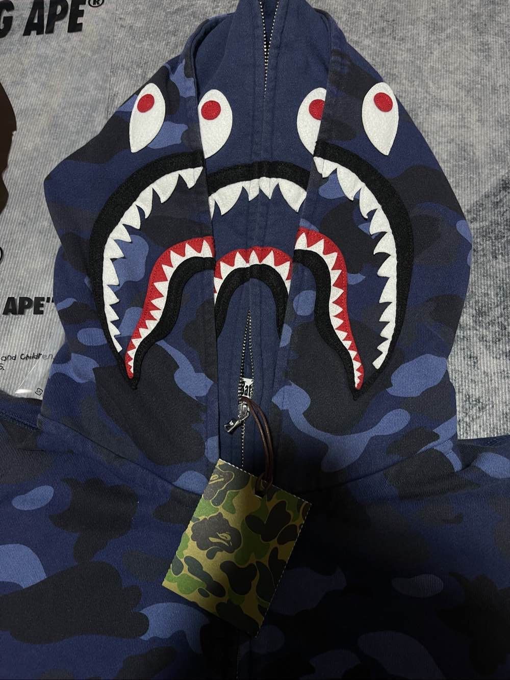 Bape Blue Camo Shark Hoodie in Size XXL Size US XXL / EU 58 / 5 - 4 Thumbnail