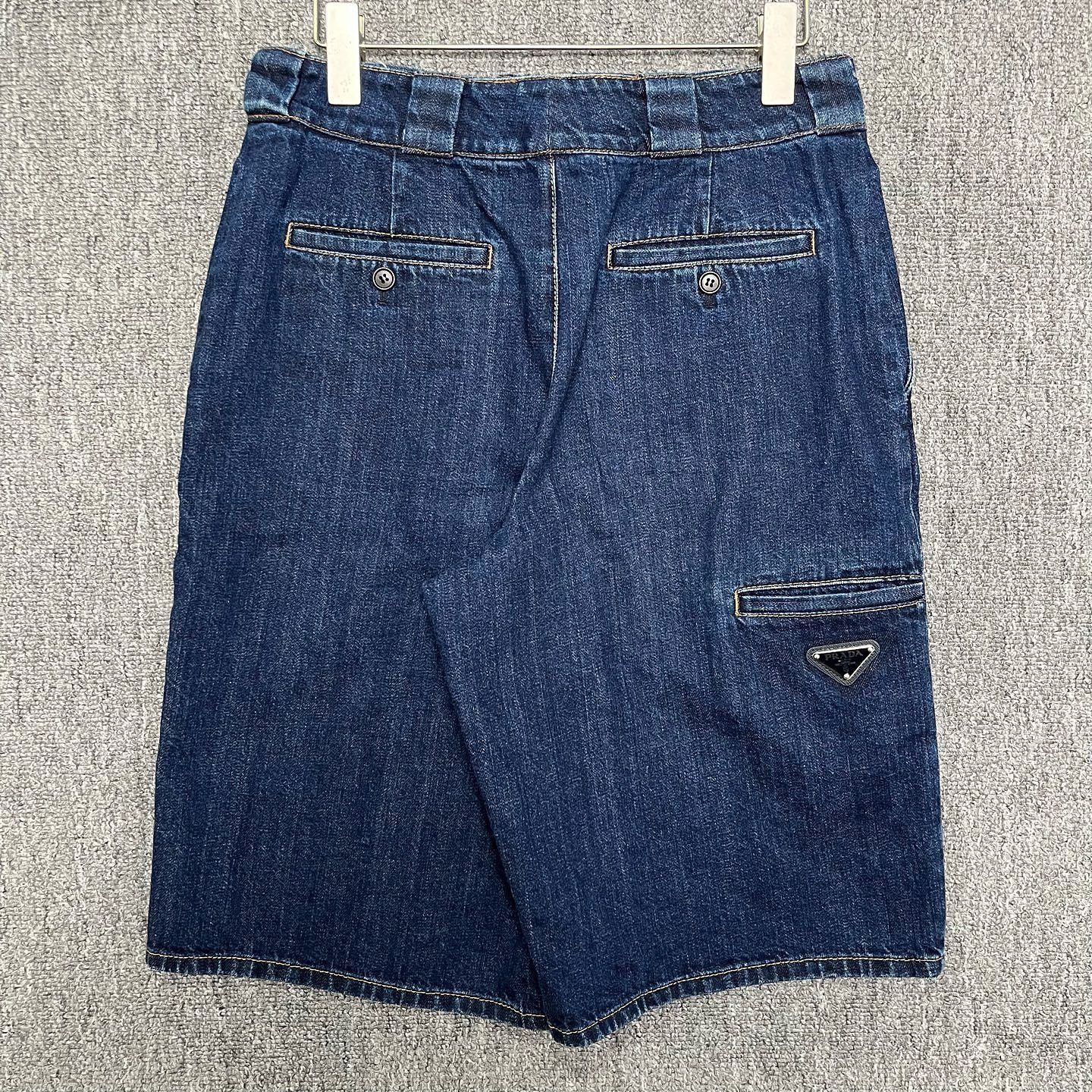 Prada Denim Shorts with Metal Triangle Logo Size US 40 / EU 56 - 2 Thumbnail