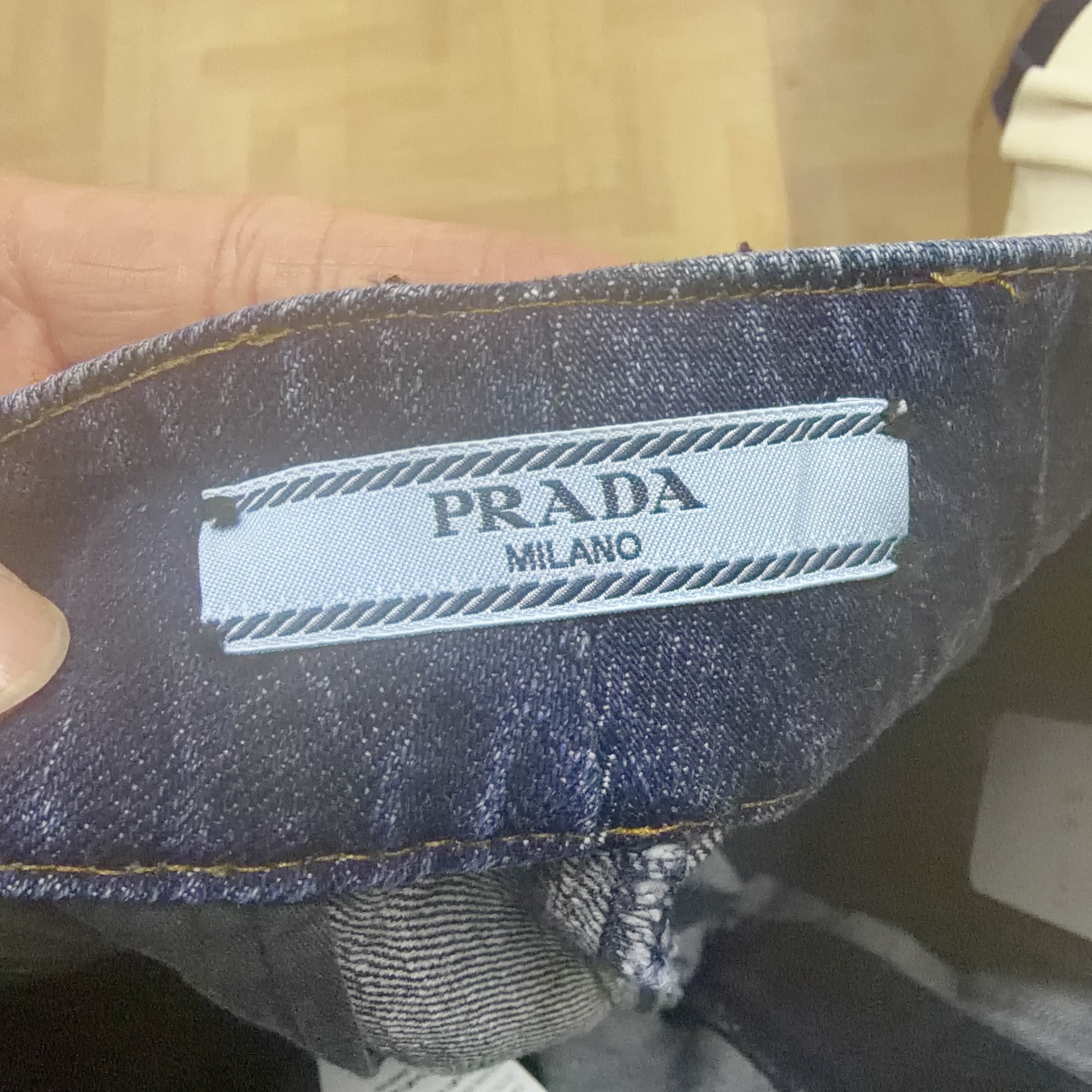 Prada Denim Shorts with Metal Triangle Logo Size US 40 / EU 56 - 3 Thumbnail