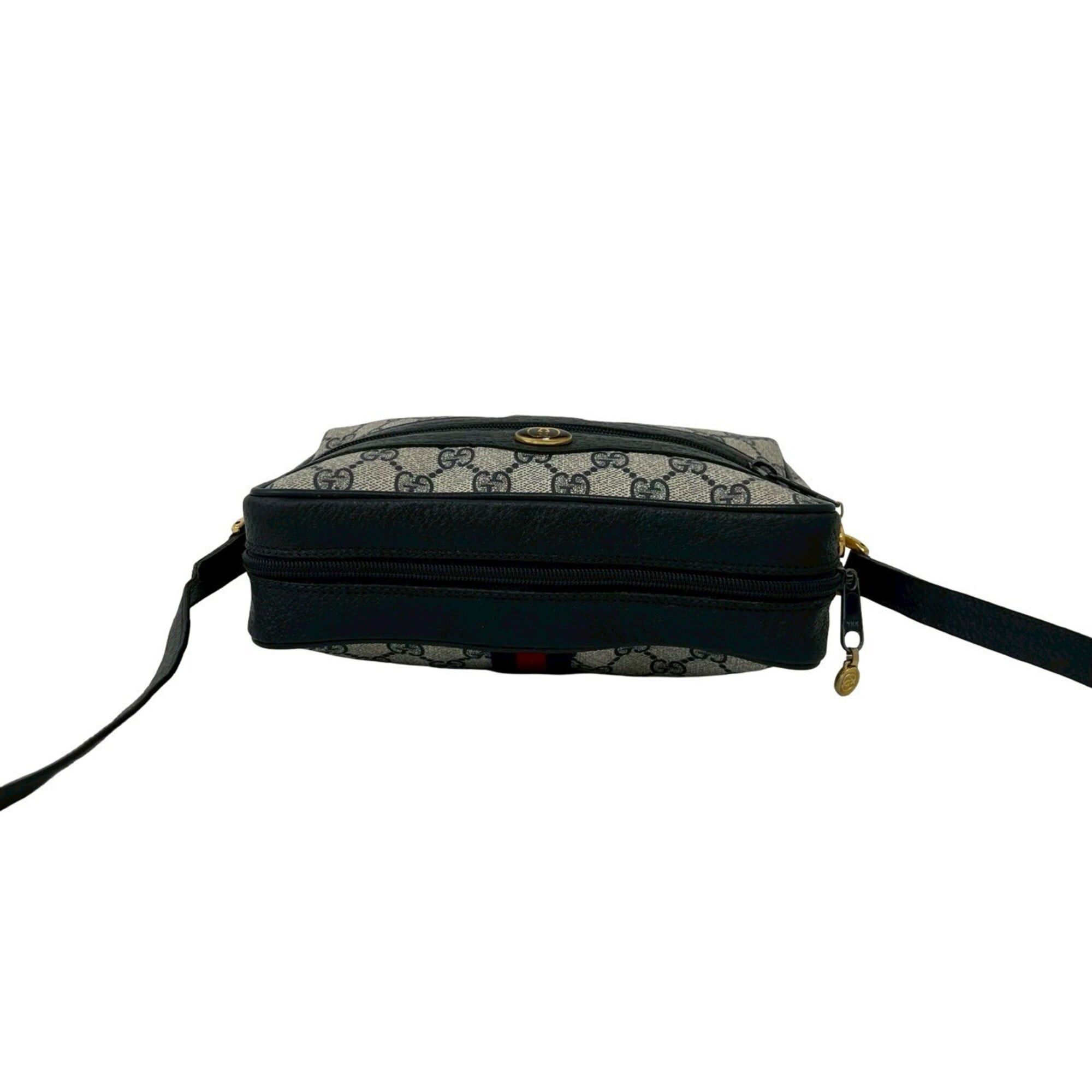 Gucci GUCCI Vintage Old Gucci Sherry Line GG Logo Hardware Leather Shoulder Bag Pouch Navy 84474 Size ONE SIZE - 4 Thumbnail