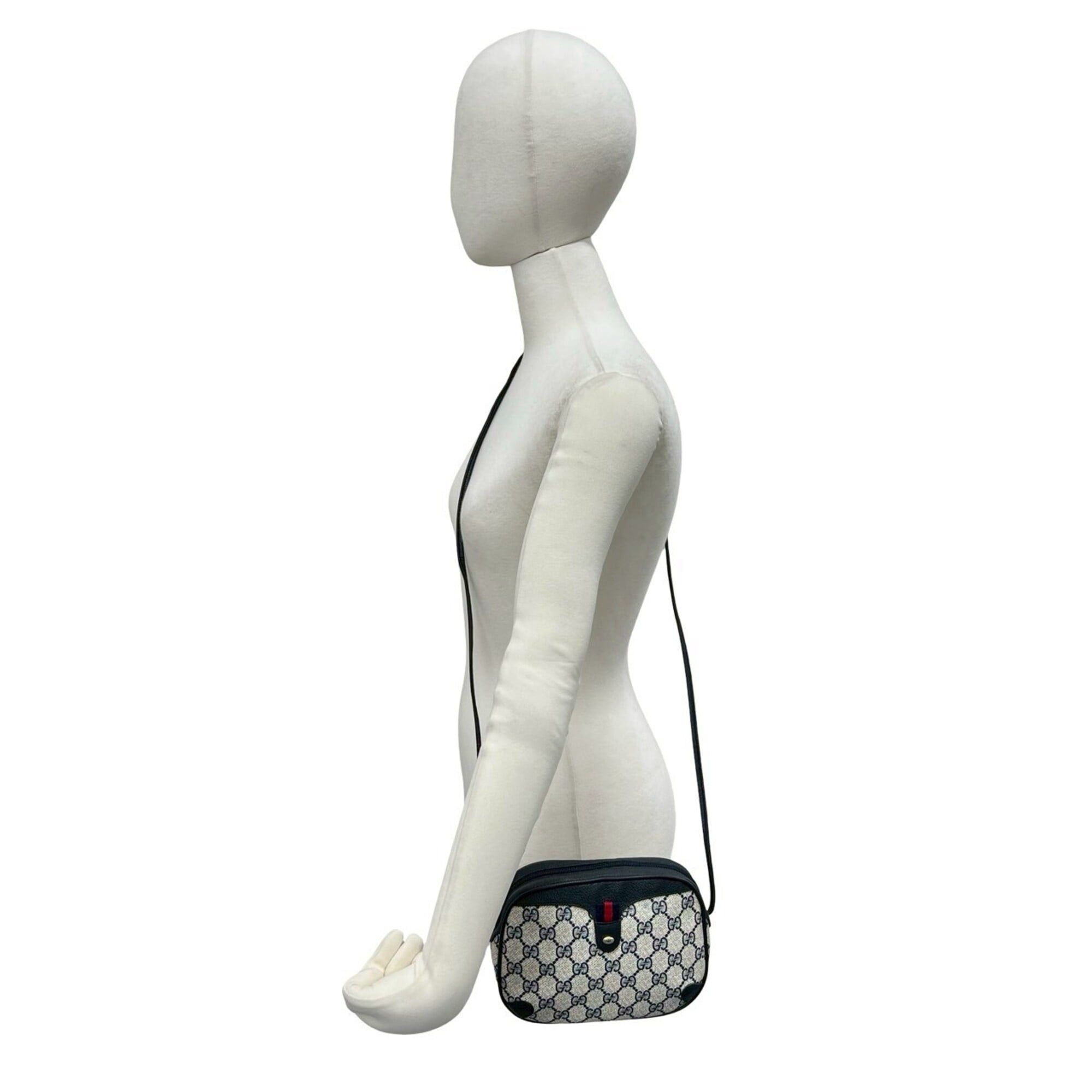 Gucci GUCCI Vintage Sherry Line GG Logo Leather Shoulder Bag/Pouch, Navy, 27165 Size ONE SIZE - 2 Thumbnail