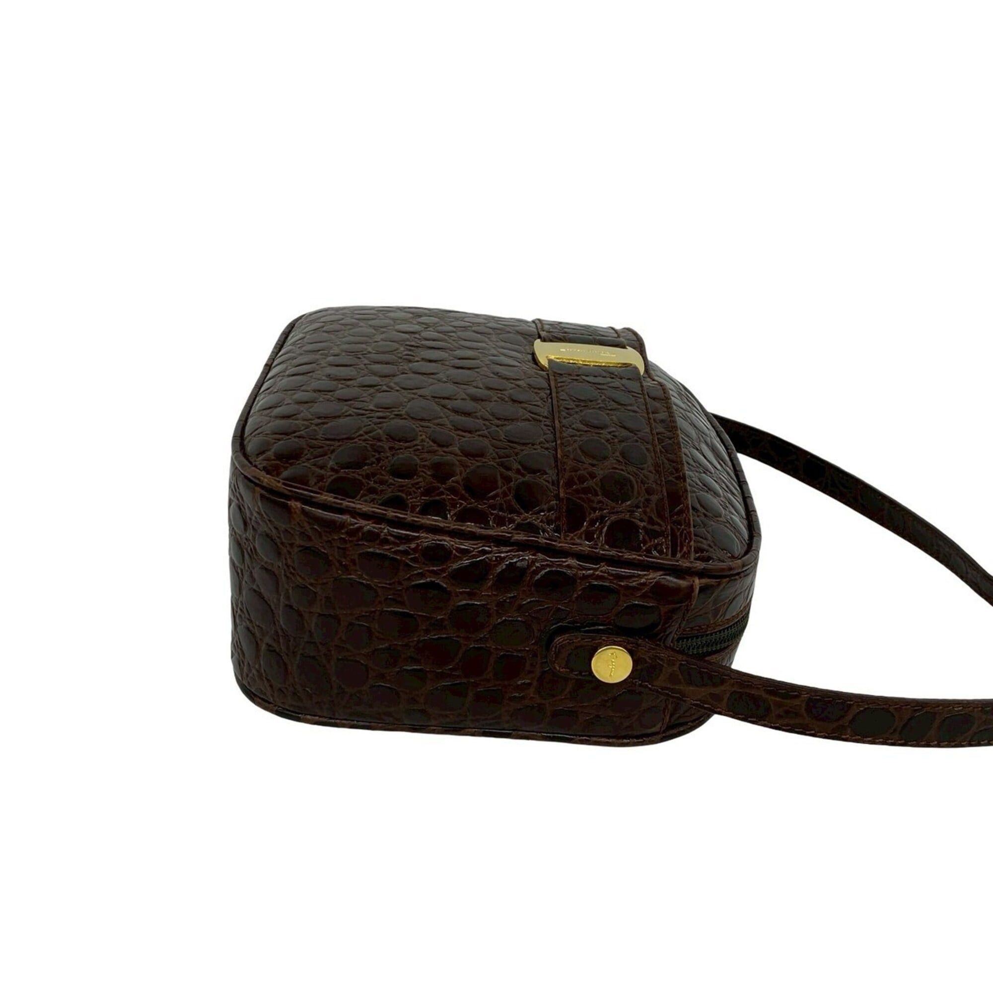 Salvatore Ferragamo Salvatore Ferragamo Vara Logo Hardware Leather Shoulder Bag Pouch Brown 91916 Size ONE SIZE - 6 Thumbnail