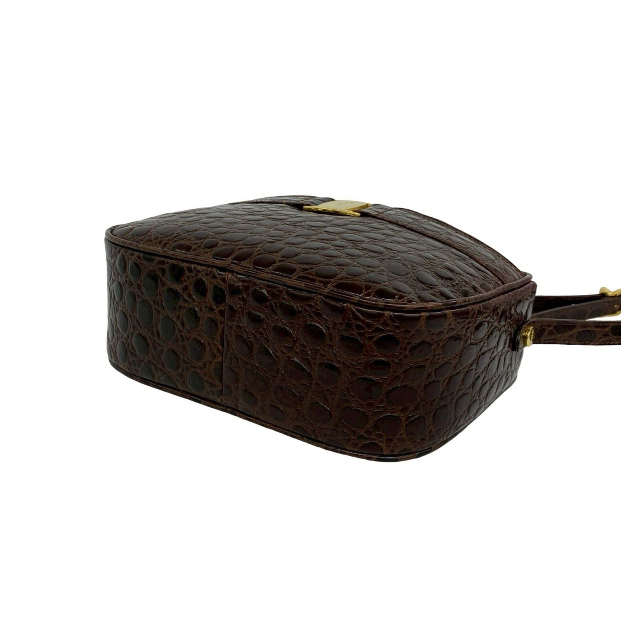 Salvatore Ferragamo Salvatore Ferragamo Vara Logo Hardware Leather Shoulder Bag Pouch Brown 91916 Size ONE SIZE - 8 Thumbnail