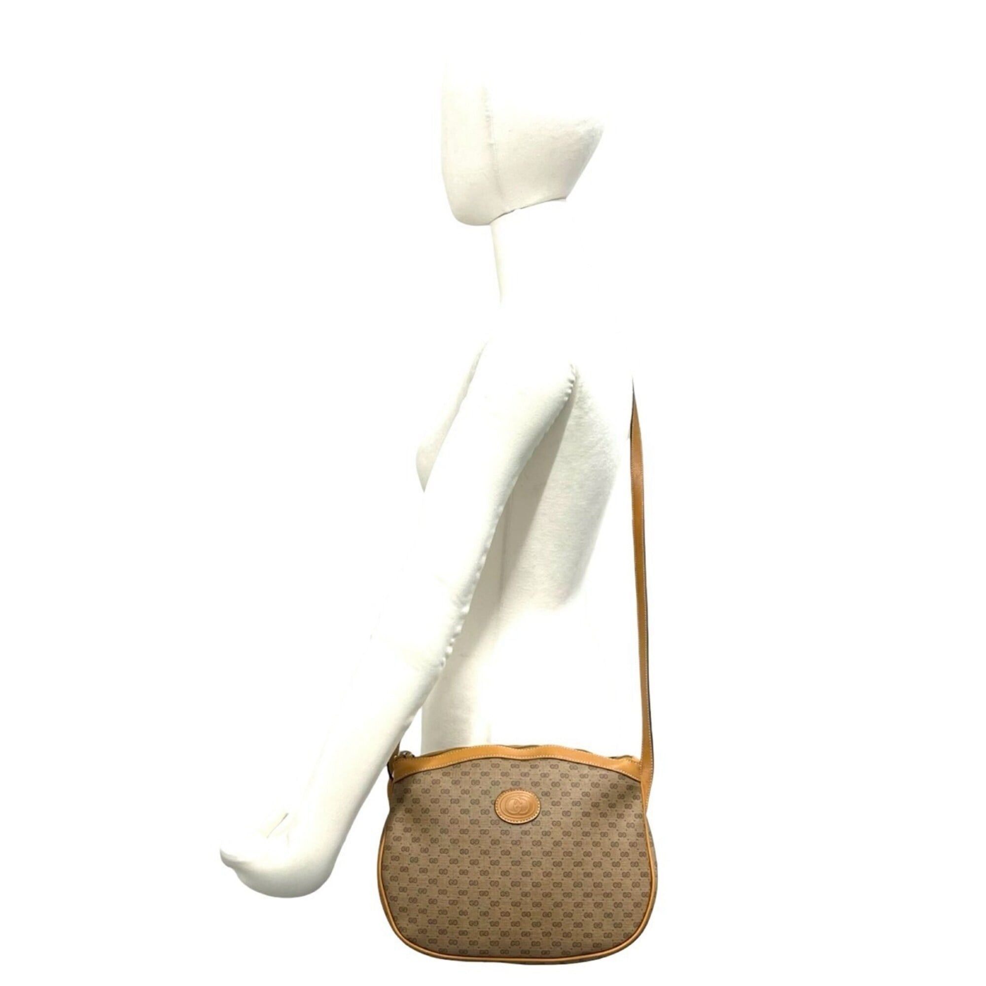 Gucci GUCCI Vintage Micro GG Logo Leather Shoulder Bag/Pouch, Brown, K85-3 Size ONE SIZE - 2 Thumbnail