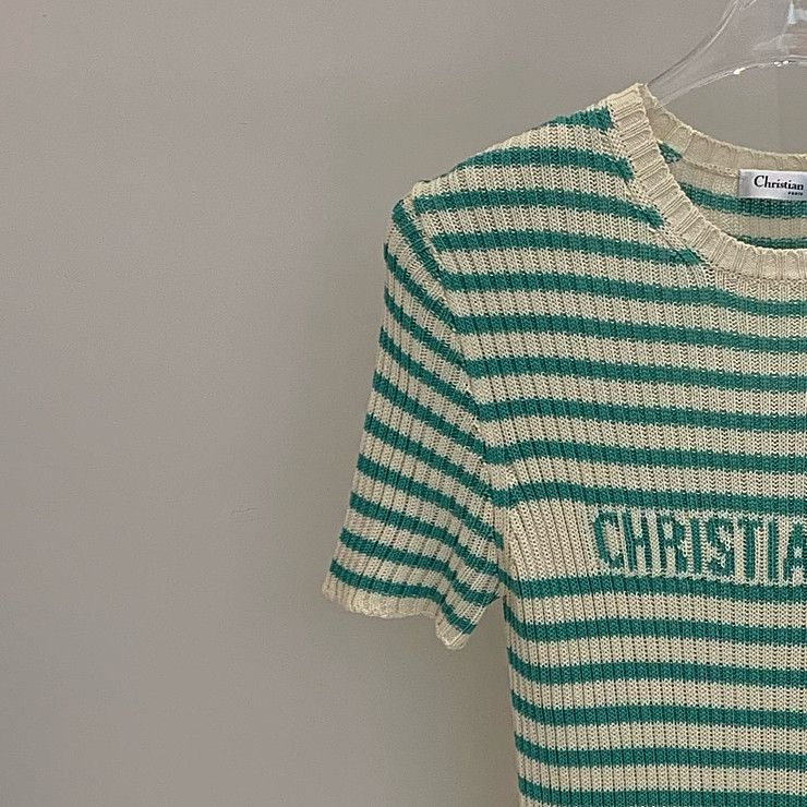 Dior Dior Striped Logo Short Sleeve Sweater Size 38 Size S / US 4 / IT 40 - 6 Thumbnail