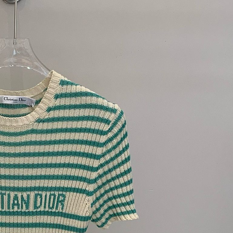 Dior Dior Striped Logo Short Sleeve Sweater Size 38 Size S / US 4 / IT 40 - 3 Thumbnail