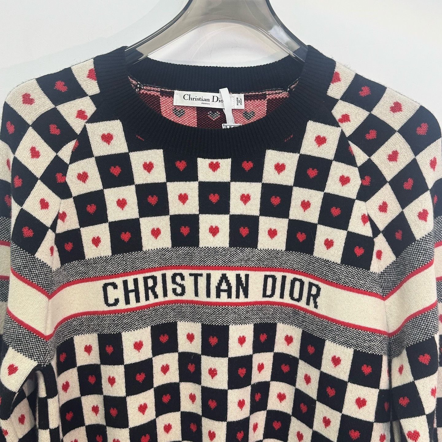 Dior Dior Checkered Heart Knit Sweater Size 38 Size XS / US 0-2 / IT 36-38 - 6 Thumbnail