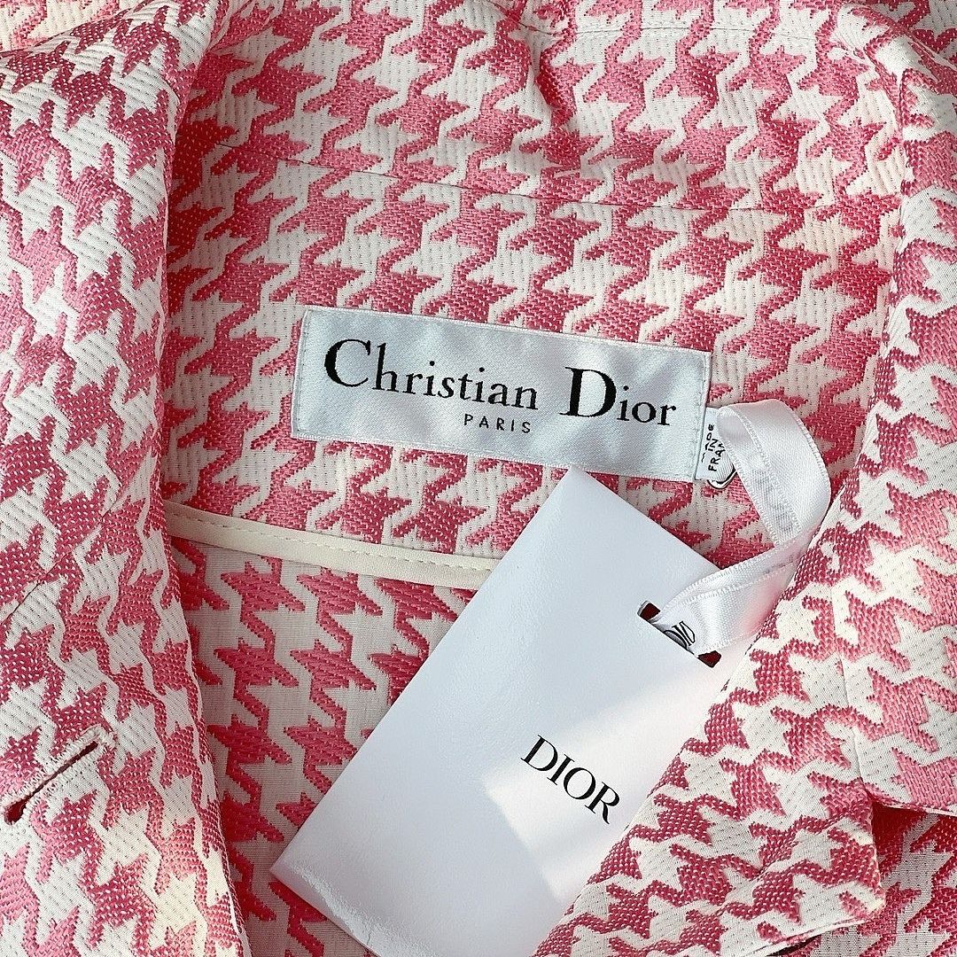 Dior Dior Pink Houndstooth Coat Size 40 Size M / US 6-8 / IT 42-44 - 3 Thumbnail