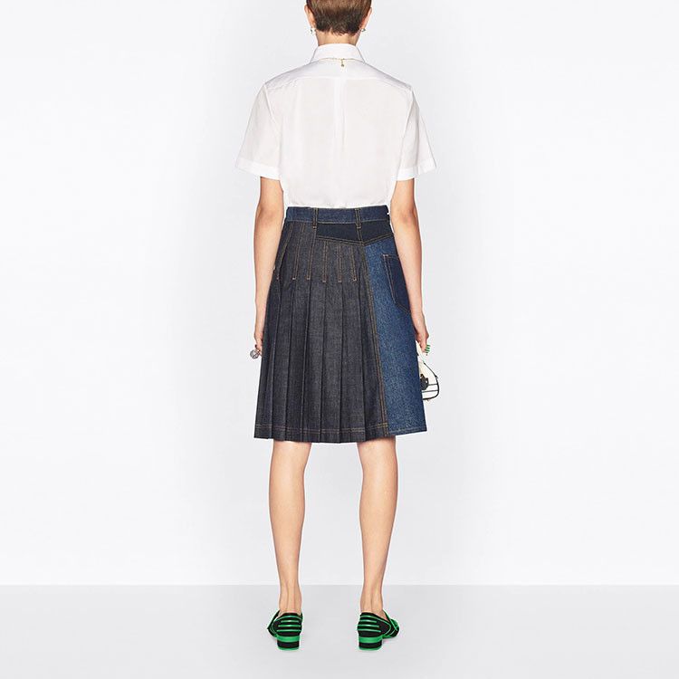 Dior Dior Patchwork Denim Pleated Skirt Size 40 Size 28" / US 6 / IT 42 - 9 Thumbnail