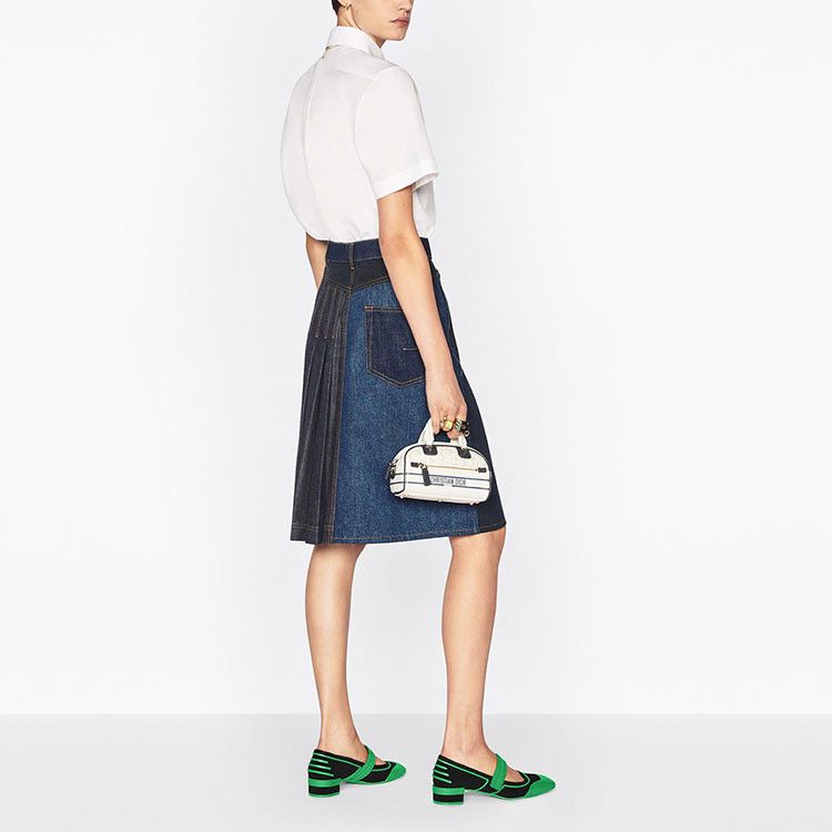 Dior Dior Patchwork Denim Pleated Skirt Size 40 Size 28" / US 6 / IT 42 - 8 Thumbnail