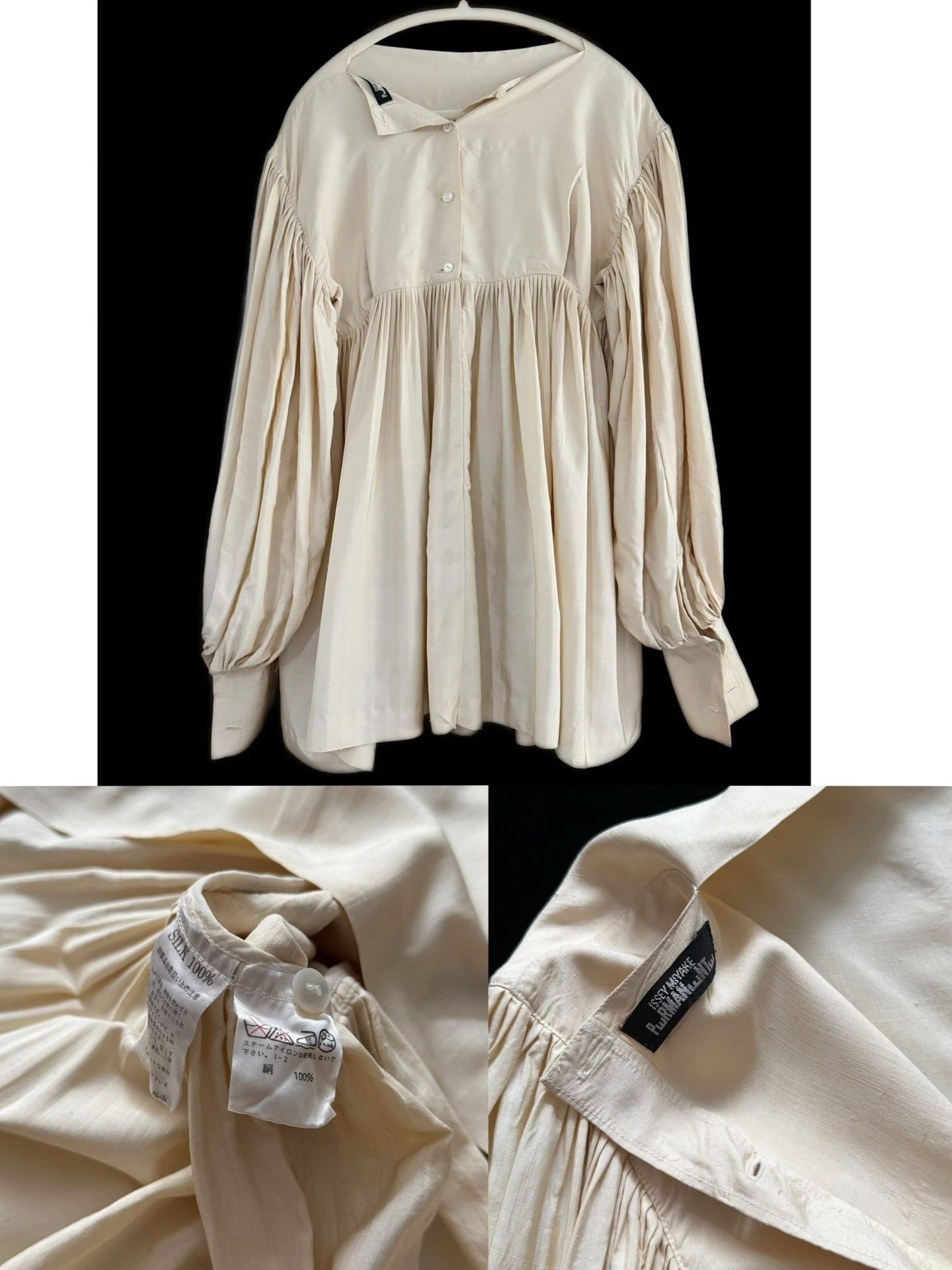 Issey Miyake Issey Miyake 1991 PwRMANwNTw Silk Puff Sleeve Shirt Size M / US 6-8 / IT 42-44 - 9 Thumbnail